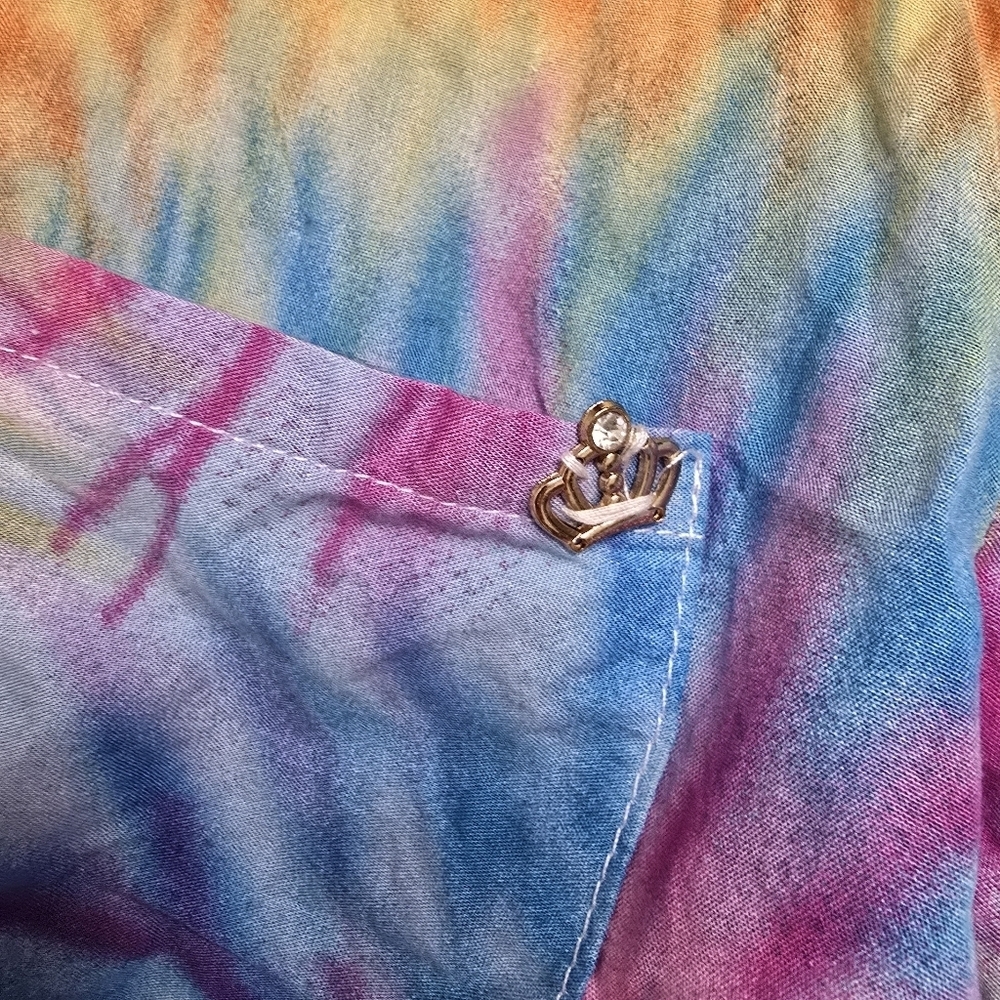 Muy Muy Fancy Tie-Dye Button-Up Cropped Colorful Shirt Size Medium - Picture 10 of 16